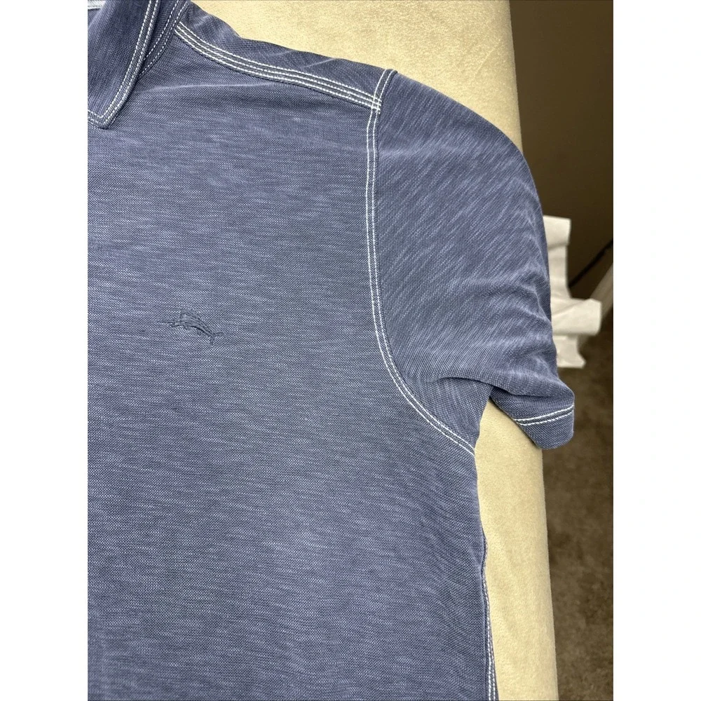 Tommy Bahama Polo Shirt Mens Med Heather Blue Performance Modal Blend - Picture 9 of 16